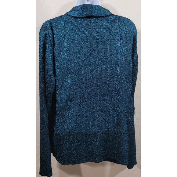 Chico's Traveler Striking Teal Crushed Short Blazer Jacket 2 Large New With Tags - Picture 2 of 7